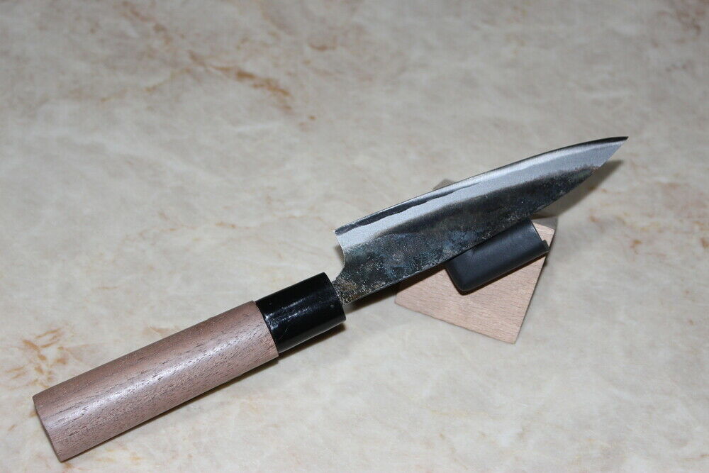 Japanese Kurouchi petty knife Blue 1 steel 120 mm chestnut handle Tadayoshi - Fresh Stock Dated January 2026