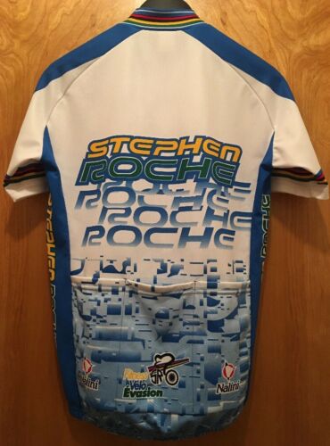M 3 STEPHEN ROCHE ‘87 UCI WORLD CHAMPION Arc En Ciel CYCLING JERSEY Nalini ITALY - Fresh Stock Dated December 2025