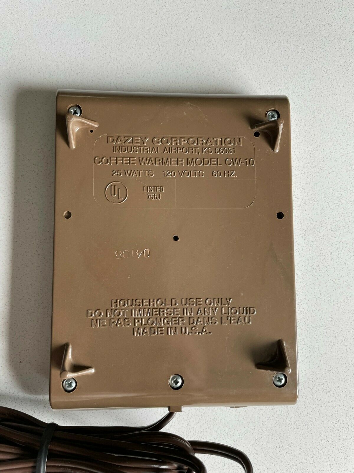 Vintage Dazey Coffee Soup Beverage Cup Mug Warmer 25 Watts CW-10 Rare Brown - Fresh Stock Dated February 2026