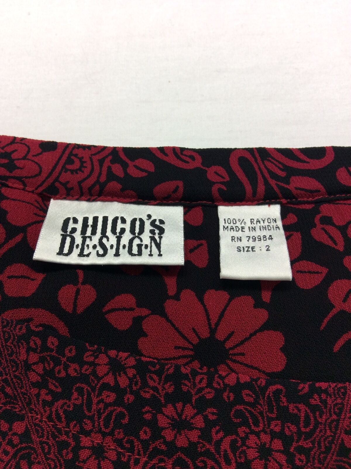 Vintage Chico's Design Women Long Skirt Red Black Print Size 2 (13) - Fresh Stock Dated February 2026