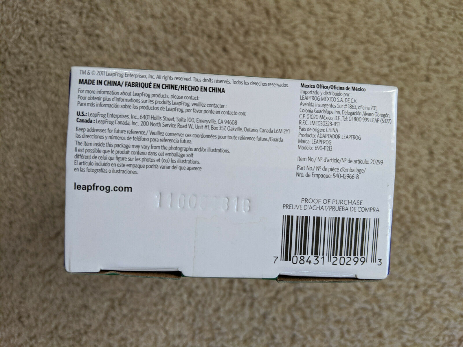 New in Box Leap Frog AC Adapter   S-70 - Fresh Stock Dated February 2026