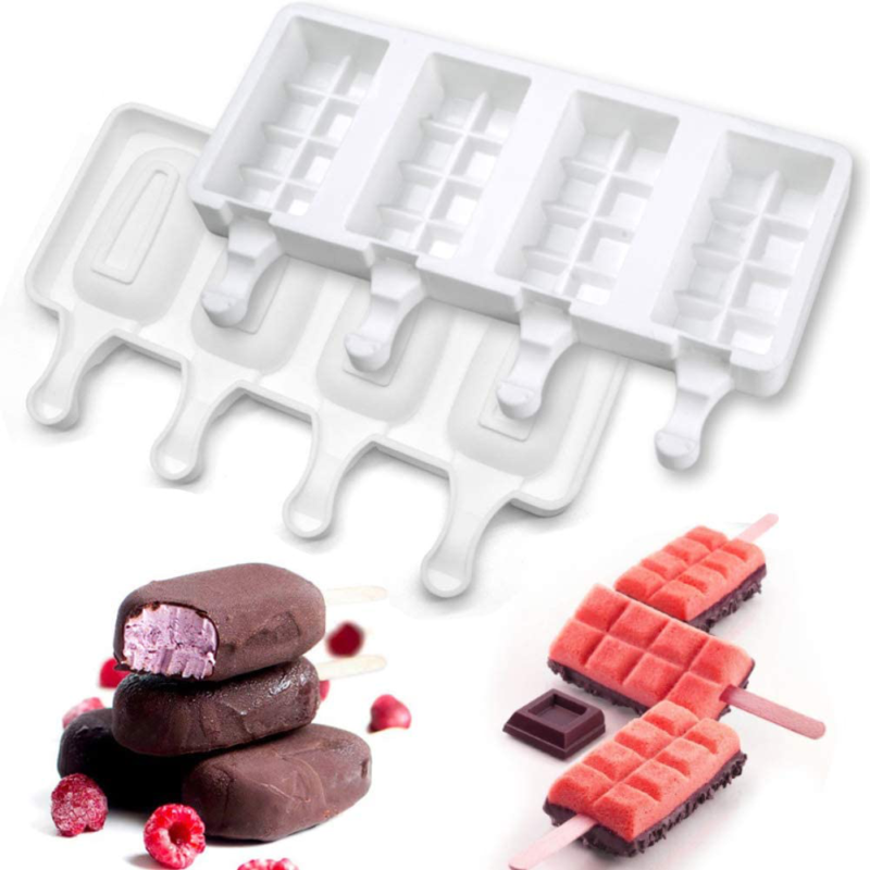 Loveinusa Ice Cream Mold Set, Square Cakesicle Mold Small Popsicle Molds 50 Wood - Fresh Stock Dated December 2025