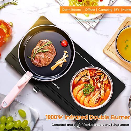 Electric Hot Plate for Cooking Infrared Double Burner 1800W Portable Countertop - Fresh Stock Dated December 2025