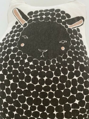 Land Of Nod Bedding Black Lamb Pillow Adorable 10x15” White & Black Beige - Fresh Stock Dated December 2025