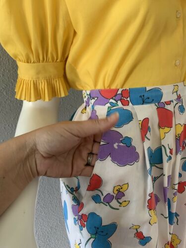 Vintage Colorful OP ART Floral High Waist Retro Midi Skirt M - Fresh Stock Dated February 2026