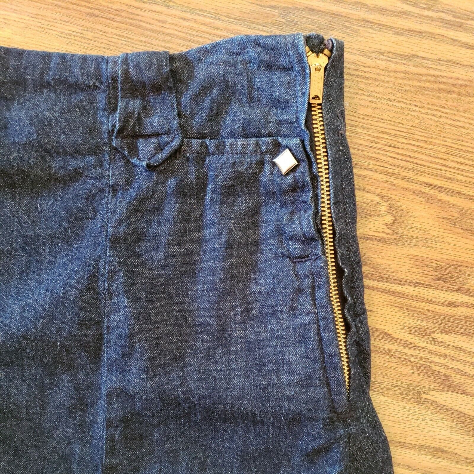 Vtg 1950s Levis Shorthorn Western Wear Skirt Sanforized Denim Diamond Pearl Snap - Fresh Stock Dated March 2026