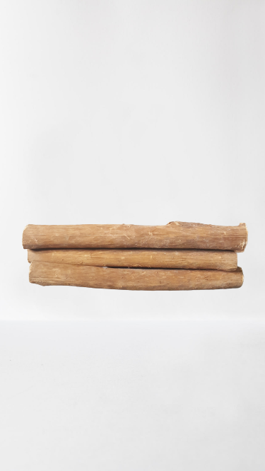 Cinnamon wood(four pieces) as firewood in chimneys camps and outdoors for fire - Fresh Stock Dated February 2026