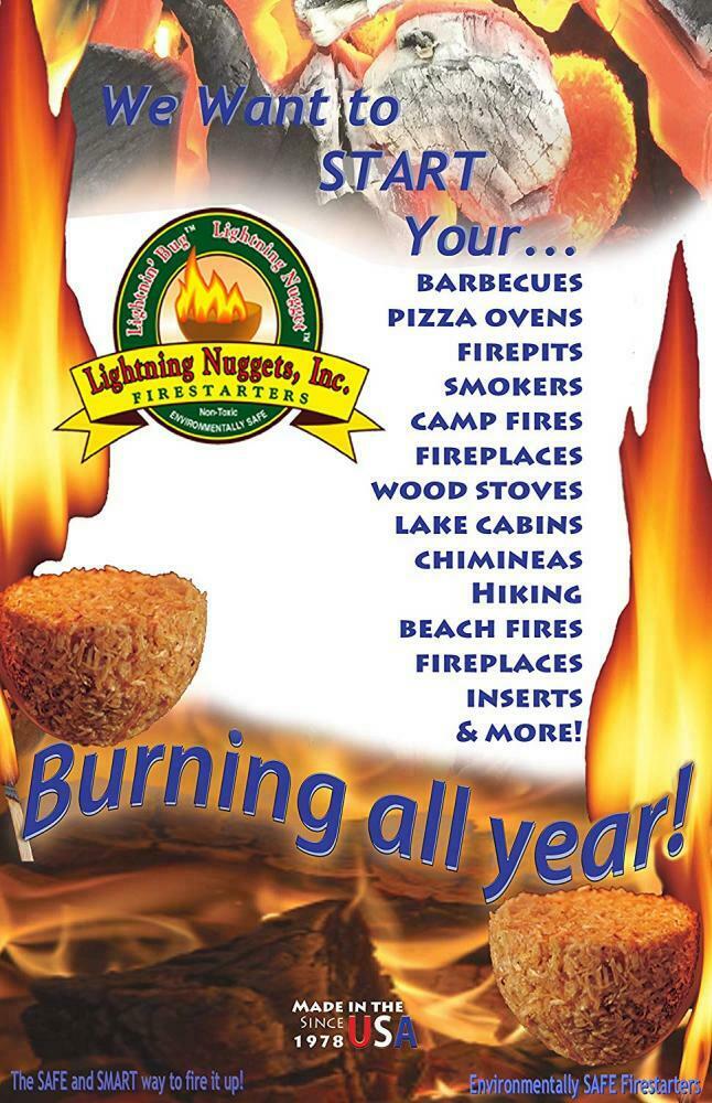 Lightning Nuggets 50 Fire Starters for Grills Campfires Fire Pits - Non-Toxic - Fresh Stock Dated December 2025