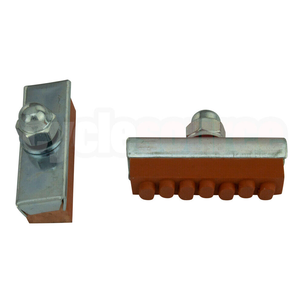 ENIX Classic 40mm Bike Bicycle Brake Shoes Chrome/Red Clay - Fresh Stock Dated February 2026