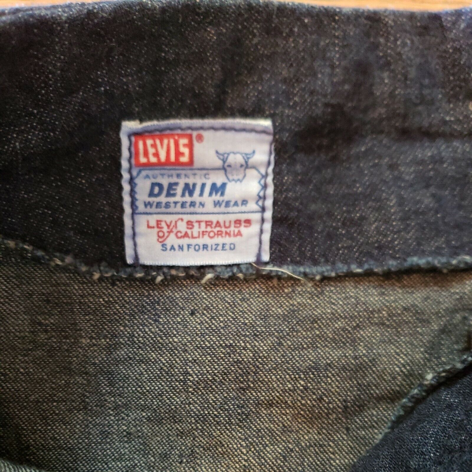 Vtg 1950s Levis Shorthorn Western Wear Skirt Sanforized Denim Diamond Pearl Snap - Fresh Stock Dated March 2026