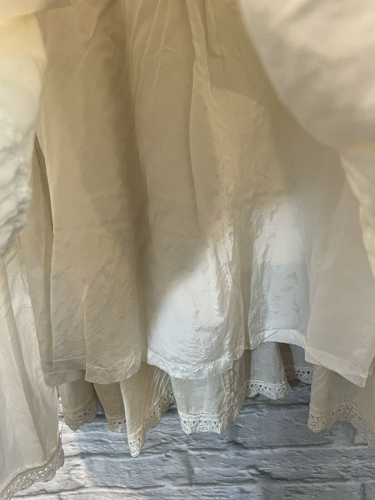 Vintage Vs Women's Ivory Cotton Lace Trim Tiered Cottage Core Prairie Skirt Sz M - Fresh Stock Dated March 2026