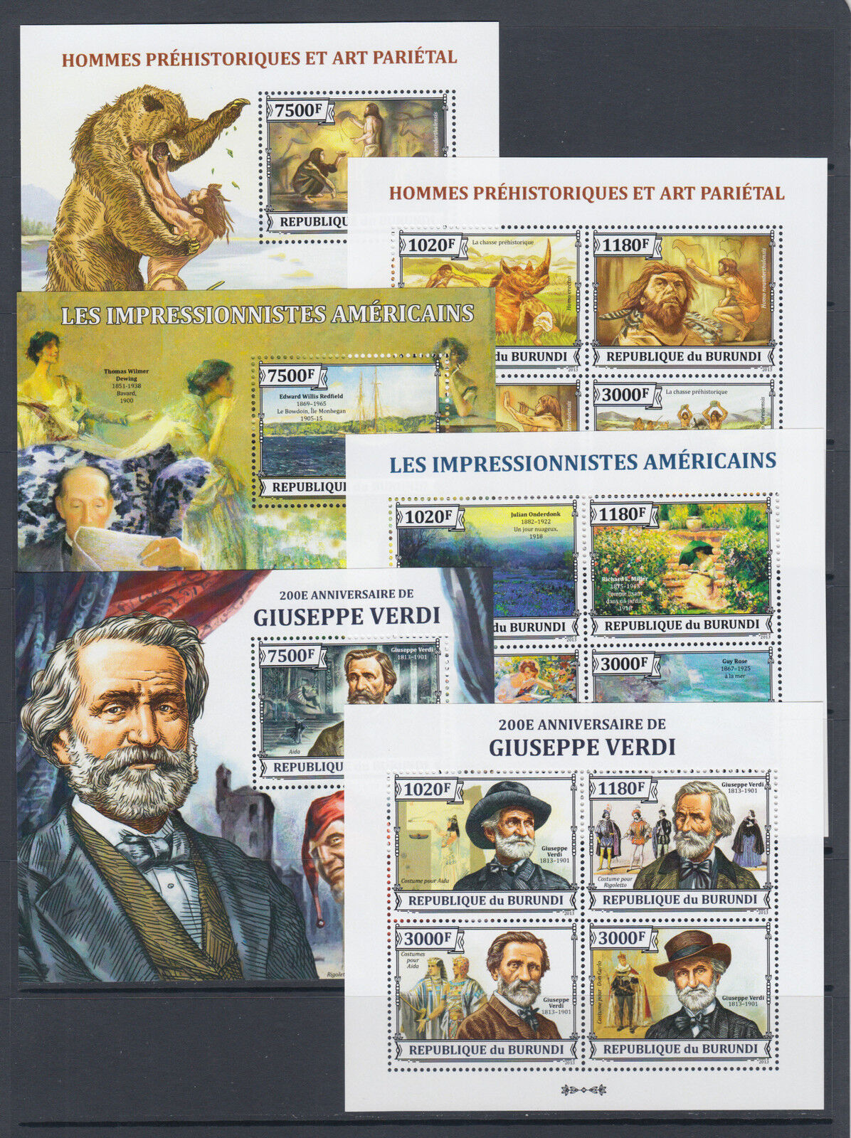 Burundi Sc 1381-1430 MNH. 2013 Brasiliana PHILEX, complete set of 50 s/s, VF - Fresh Stock Dated December 2025