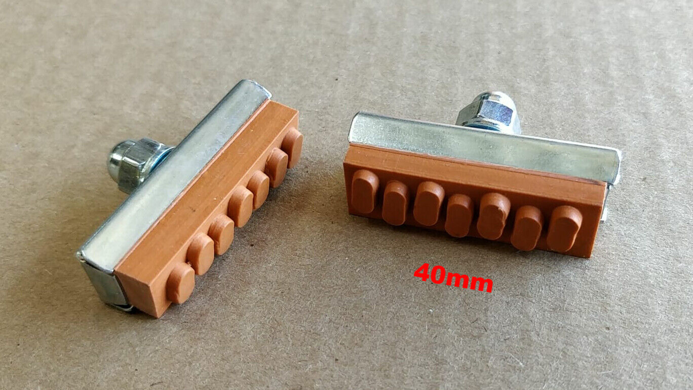 ENIX Classic 40mm Bike Bicycle Brake Shoes Chrome/Red Clay - Fresh Stock Dated February 2026