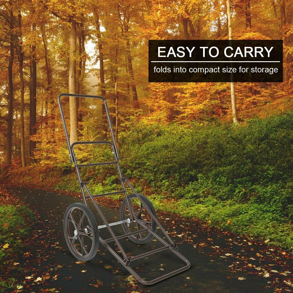 Deer Cart Foldable Game Hauler Steel Folding Utility Dolly 500lb Capacity Wheels - Fresh Stock Dated December 2025