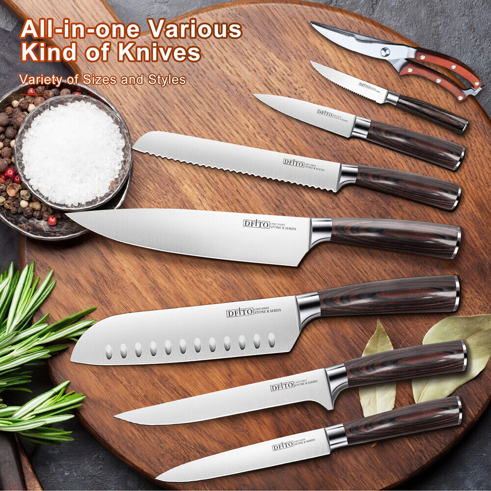 15 Pcs Kitchen Knife Set with Wooden Block Japan Carbon Stainless Steel Knives - Fresh Stock Dated December 2025
