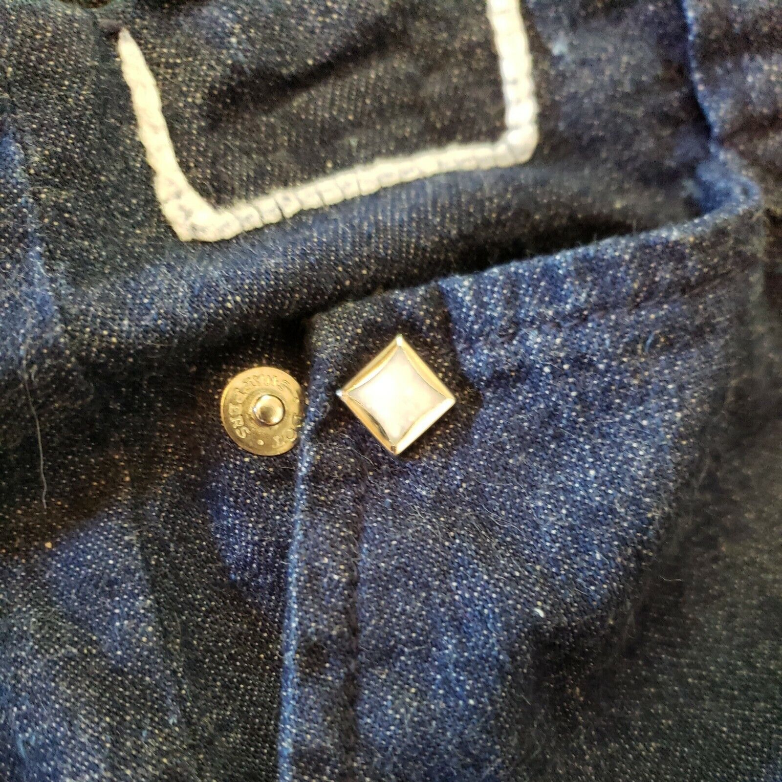 Vtg 1950s Levis Shorthorn Western Wear Skirt Sanforized Denim Diamond Pearl Snap - Fresh Stock Dated March 2026