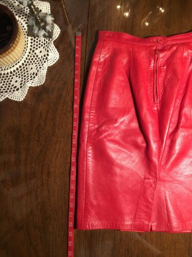 VTG Genuine Leather Skirt - Red, High Waist 27” - Fresh Stock Dated December 2025