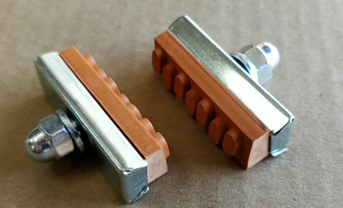 ENIX Classic 40mm Bike Bicycle Brake Shoes Chrome/Red Clay - Fresh Stock Dated February 2026