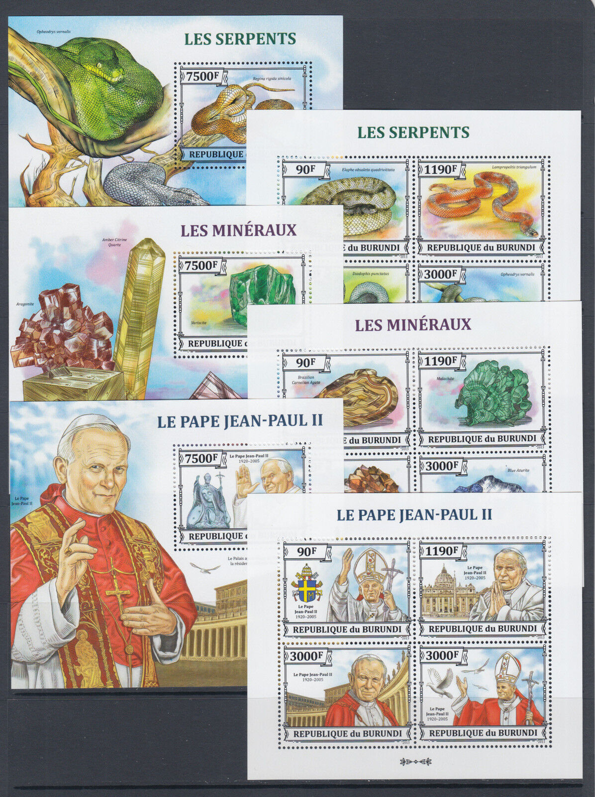 Burundi Sc 1381-1430 MNH. 2013 Brasiliana PHILEX, complete set of 50 s/s, VF - Fresh Stock Dated December 2025