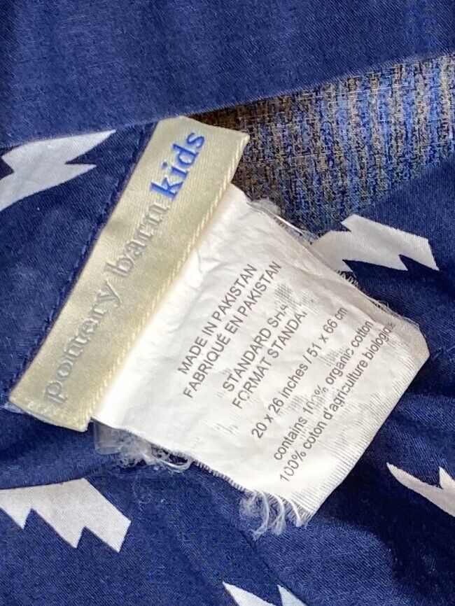 Pottery Barn Kids Navy Lightning Bolt Organic Standard Sham - Fresh Stock Dated February 2026