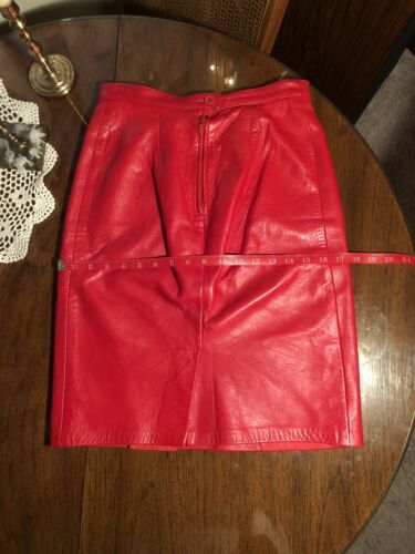 VTG Genuine Leather Skirt - Red, High Waist 27” - Fresh Stock Dated December 2025