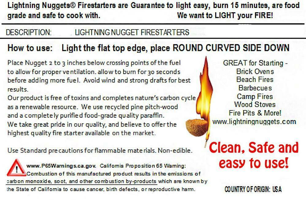 Lightning Nuggets 50 Fire Starters for Grills Campfires Fire Pits - Non-Toxic - Fresh Stock Dated December 2025