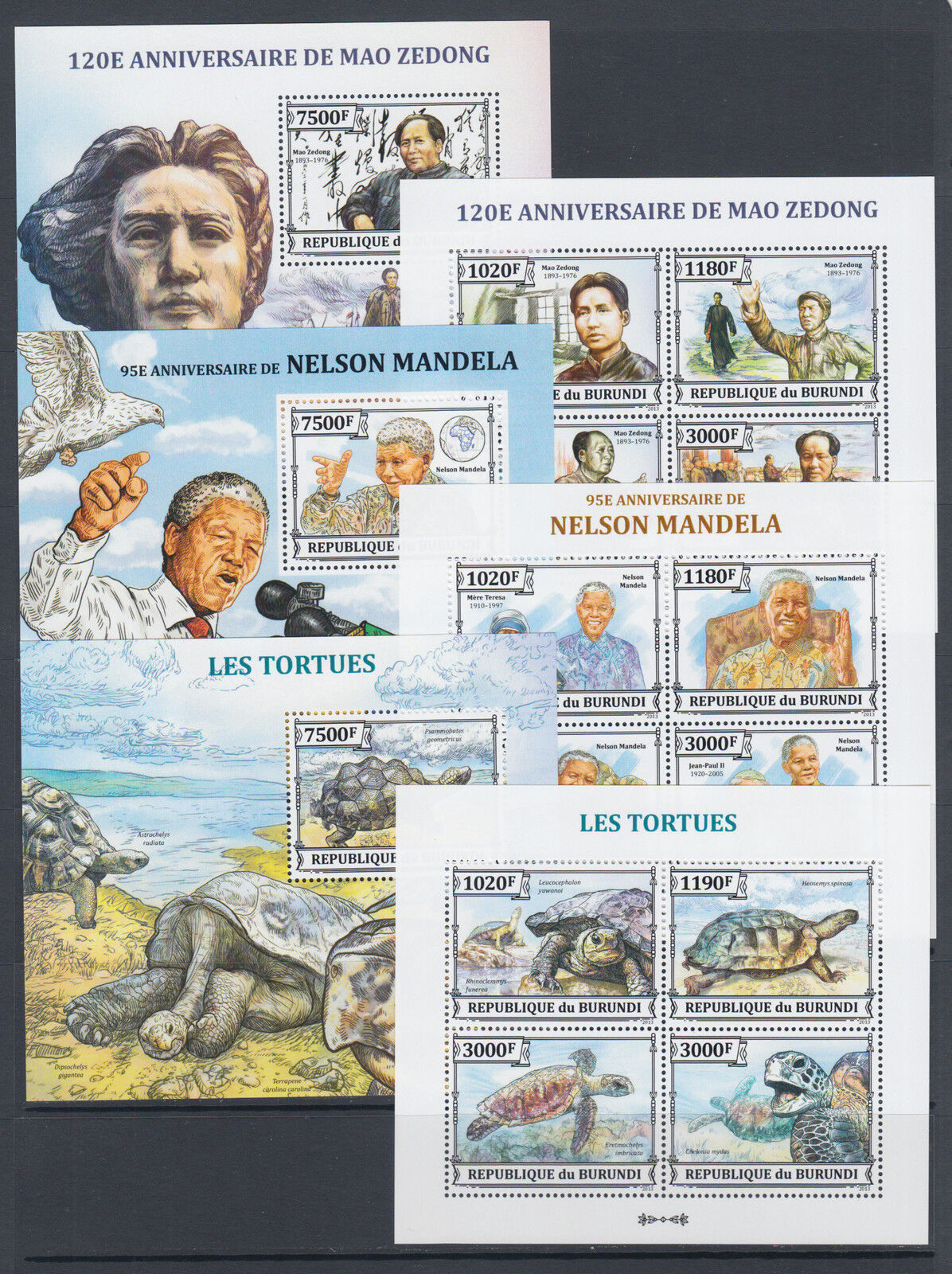 Burundi Sc 1381-1430 MNH. 2013 Brasiliana PHILEX, complete set of 50 s/s, VF - Fresh Stock Dated December 2025