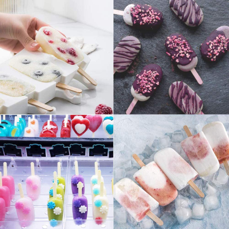 Loveinusa Ice Cream Mold Set, Square Cakesicle Mold Small Popsicle Molds 50 Wood - Fresh Stock Dated December 2025