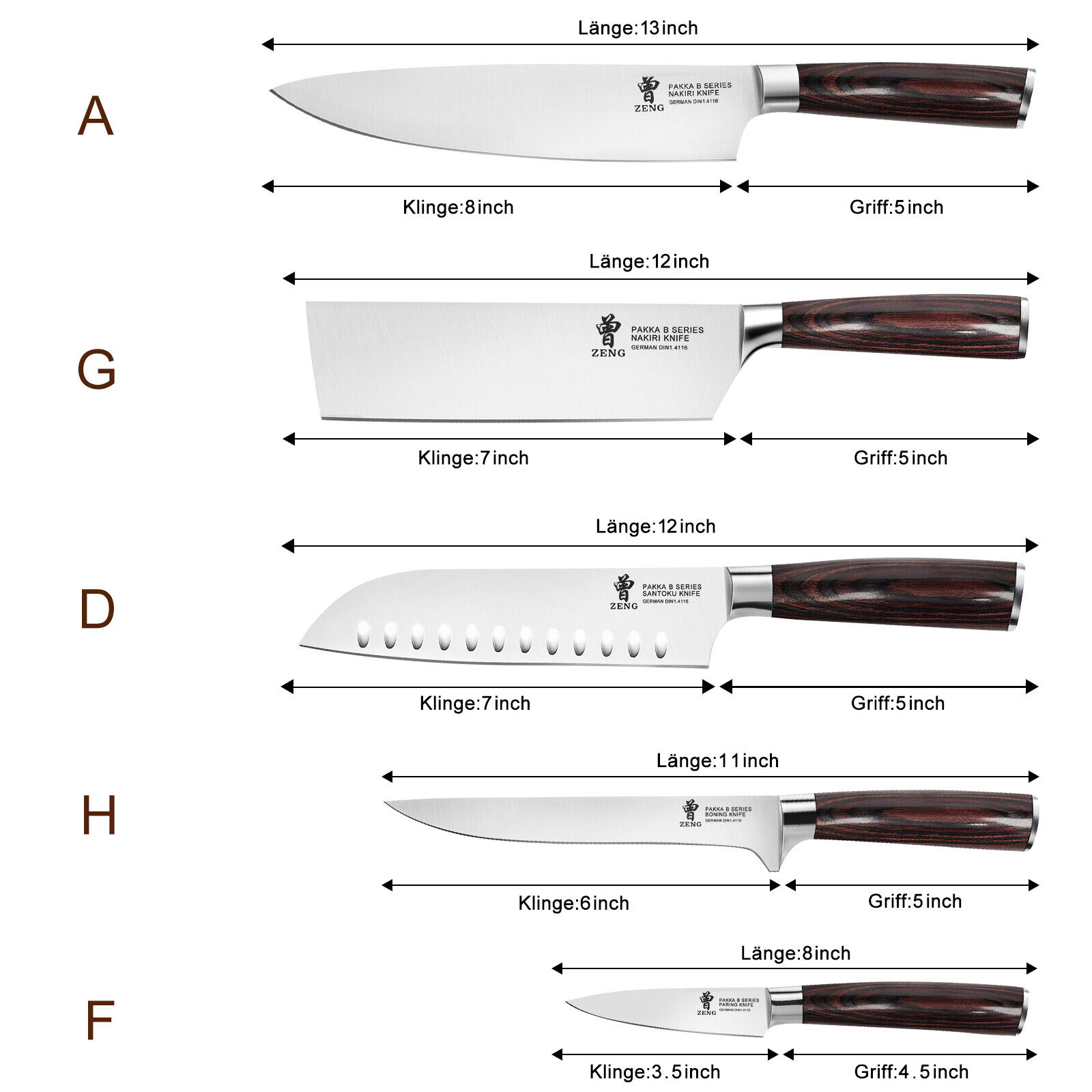 Knife Set, 15-Piece Kitchen Knife Set with Block Wooden German Stainless Steel - Fresh Stock Dated February 2026