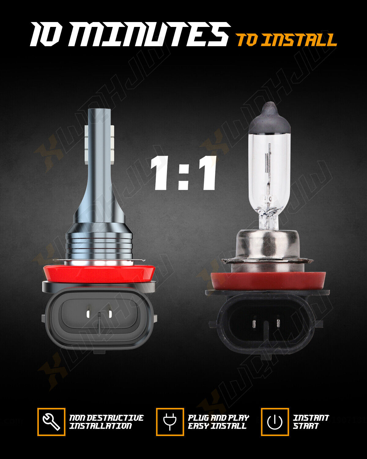 H8 H11 LED Headlight Bulbs High Low Beam Kit For Can-Am Defender HD5 HD8 HD10 - Fresh Stock Dated February 2026