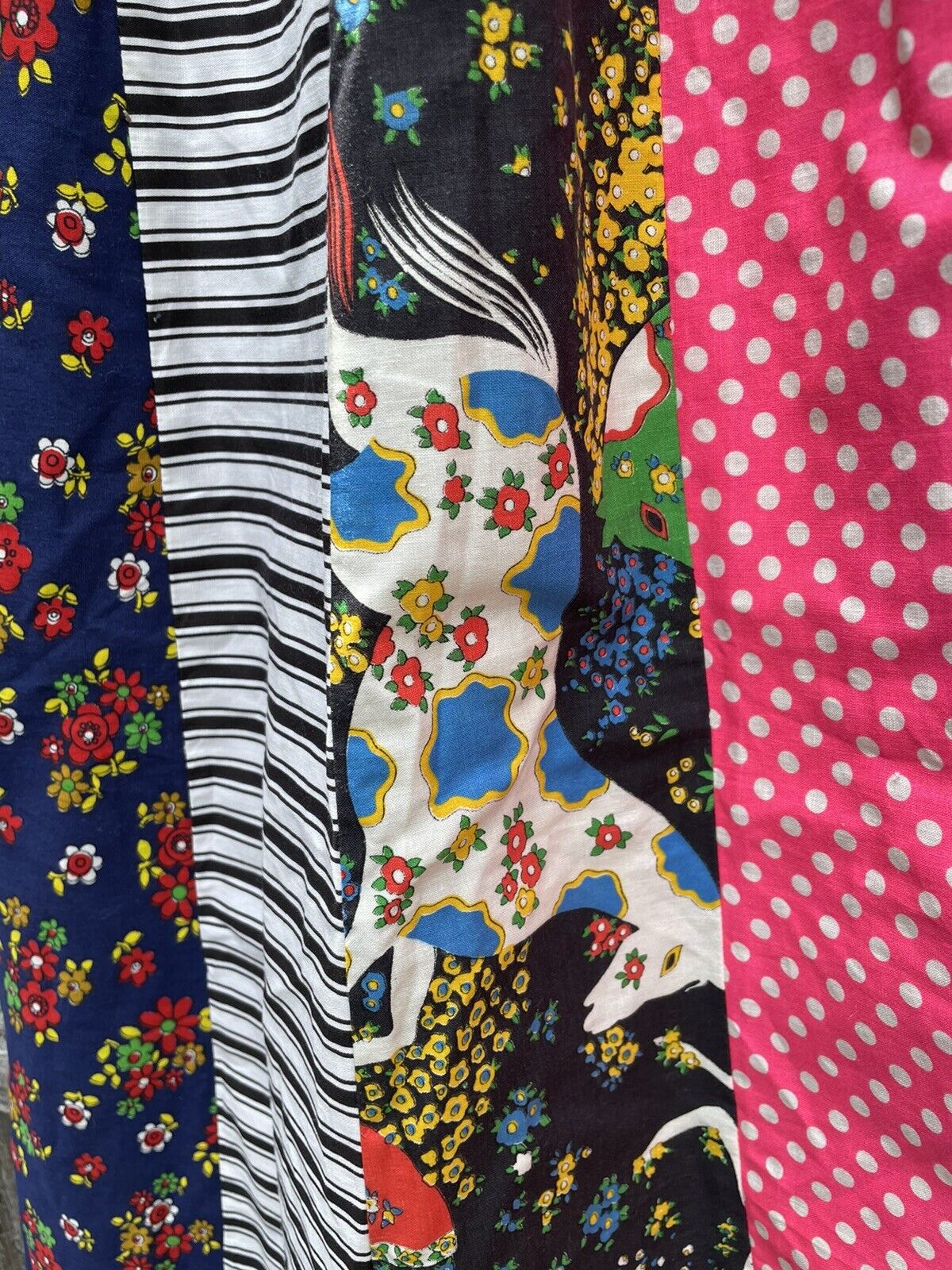 1960s~1970s VTG HIppie Mod A Line Boho Festival Patchwork Maxi Midi Skirt small - Fresh Stock Dated March 2026