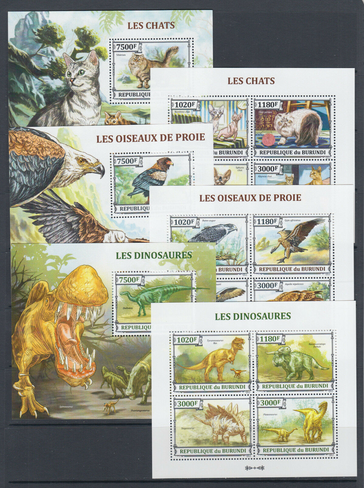 Burundi Sc 1381-1430 MNH. 2013 Brasiliana PHILEX, complete set of 50 s/s, VF - Fresh Stock Dated December 2025