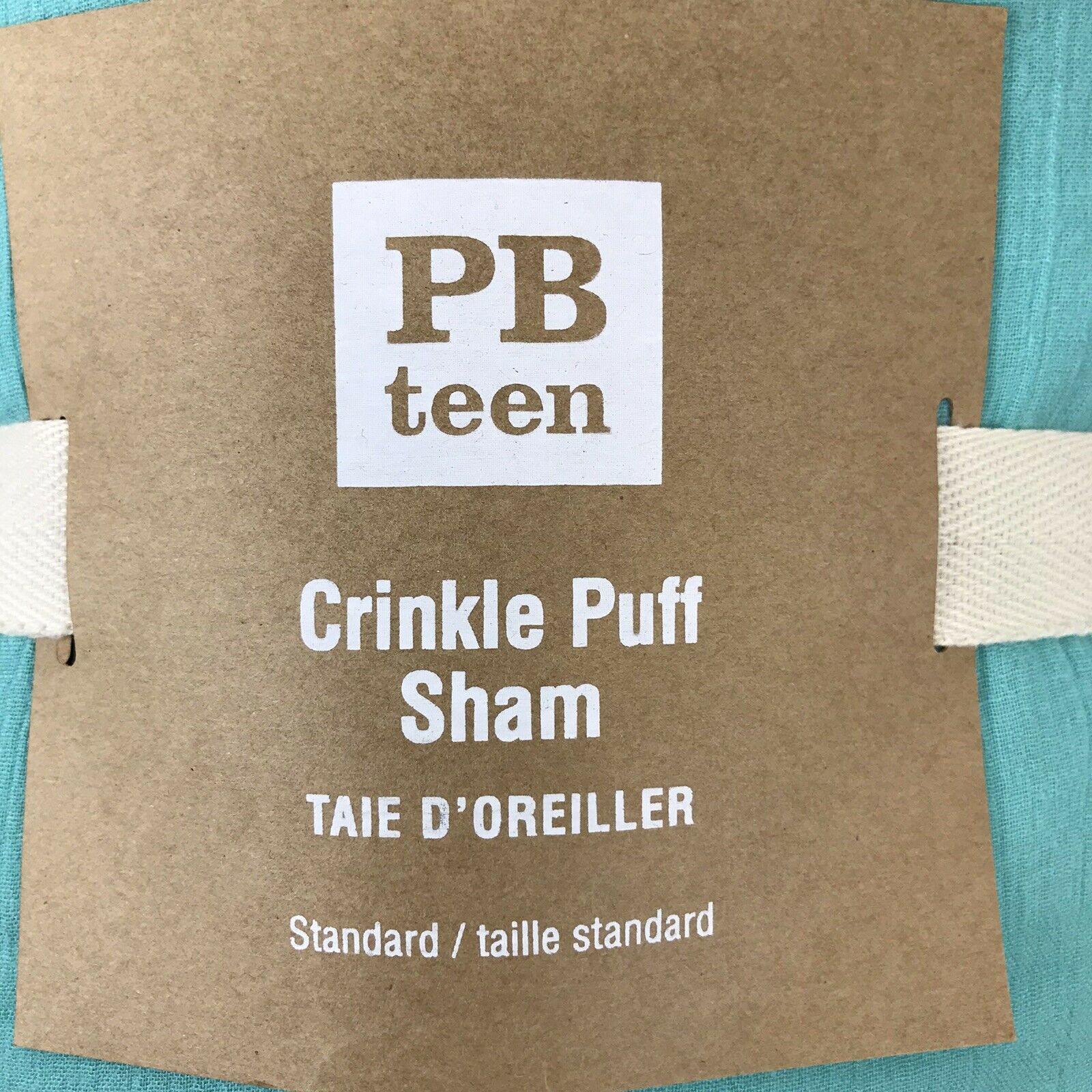 Pottery Barn Teen Crinkle Puff Standard Pillow Sham Pillowcase Pale Seafoam - Fresh Stock Dated January 2026