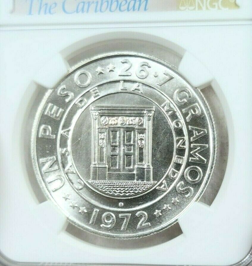 1972 DOMINICAN REPUBLIC SILVER 1 PESO CENTRAL BANK ANNIV NGC MS 67 RARE TOP POP - Fresh Stock Dated December 2025