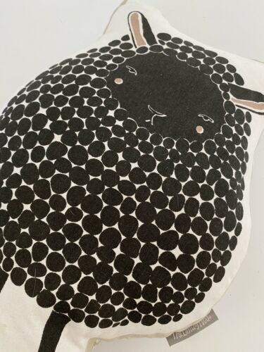 Land Of Nod Bedding Black Lamb Pillow Adorable 10x15” White & Black Beige - Fresh Stock Dated December 2025