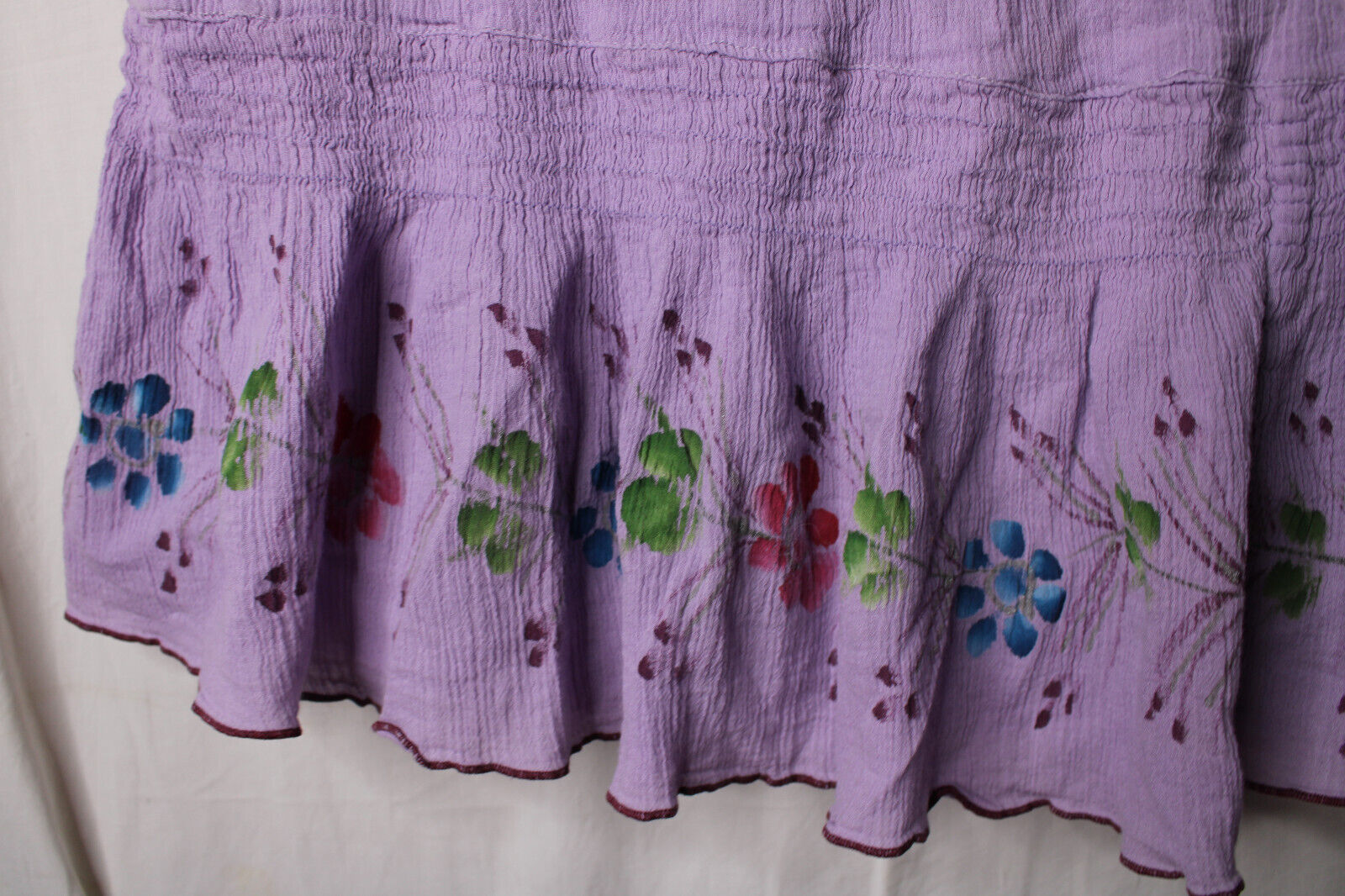 Vtg Blue Sky Medium 100% Cotton Skirt Lilac Purple Lined Long Ruffled Festival - Fresh Stock Dated March 2026