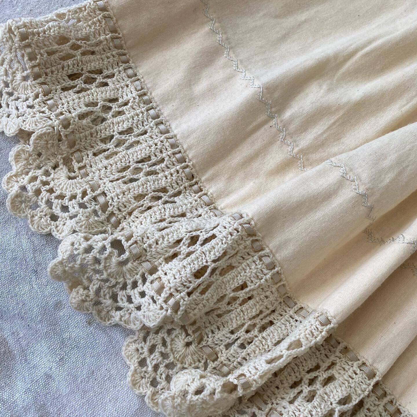 Antique Handmade Homespun Petticoat/Skirt with Crochet Trim Folk - Fresh Stock Dated March 2026