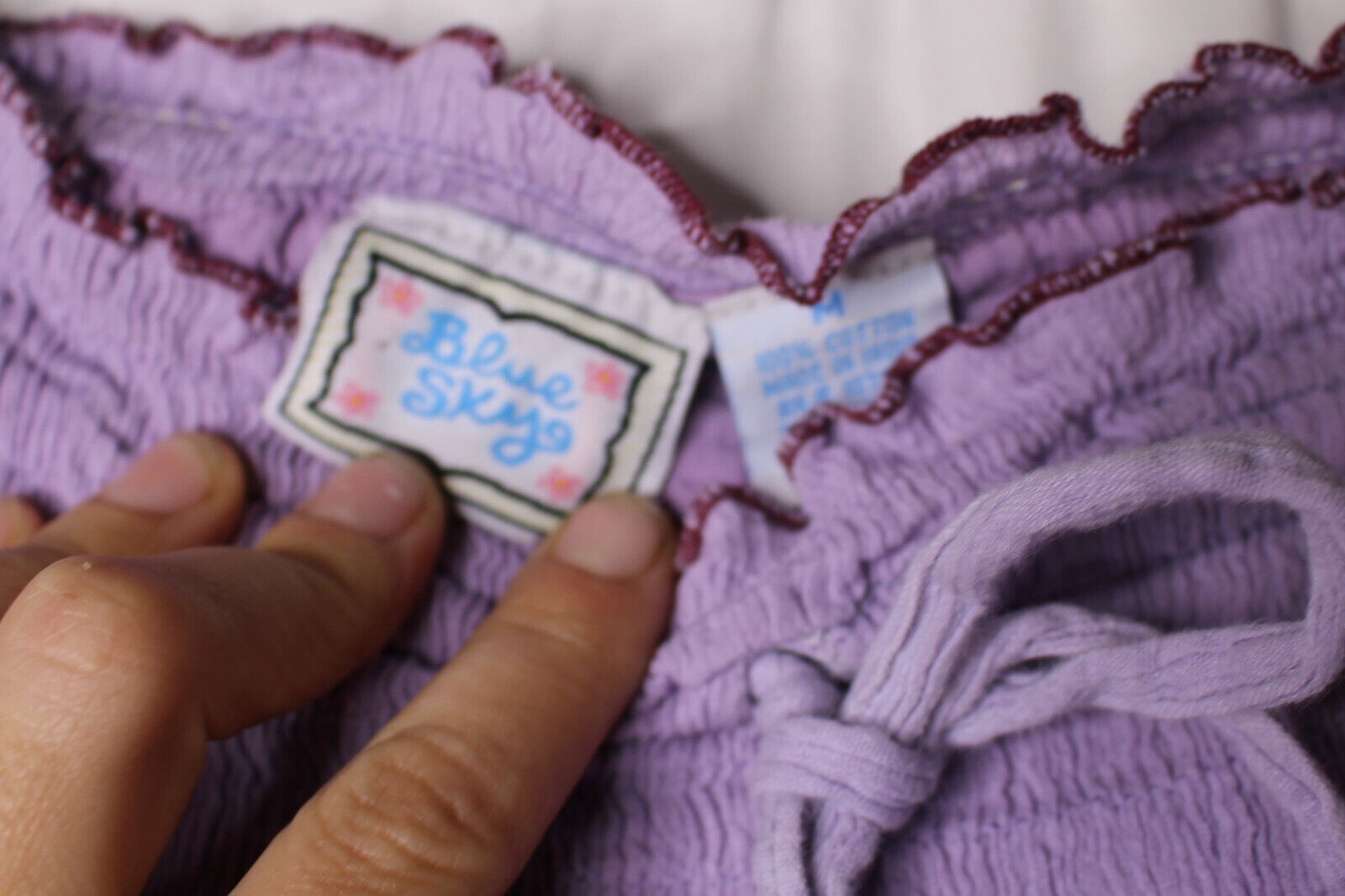 Vtg Blue Sky Medium 100% Cotton Skirt Lilac Purple Lined Long Ruffled Festival - Fresh Stock Dated March 2026