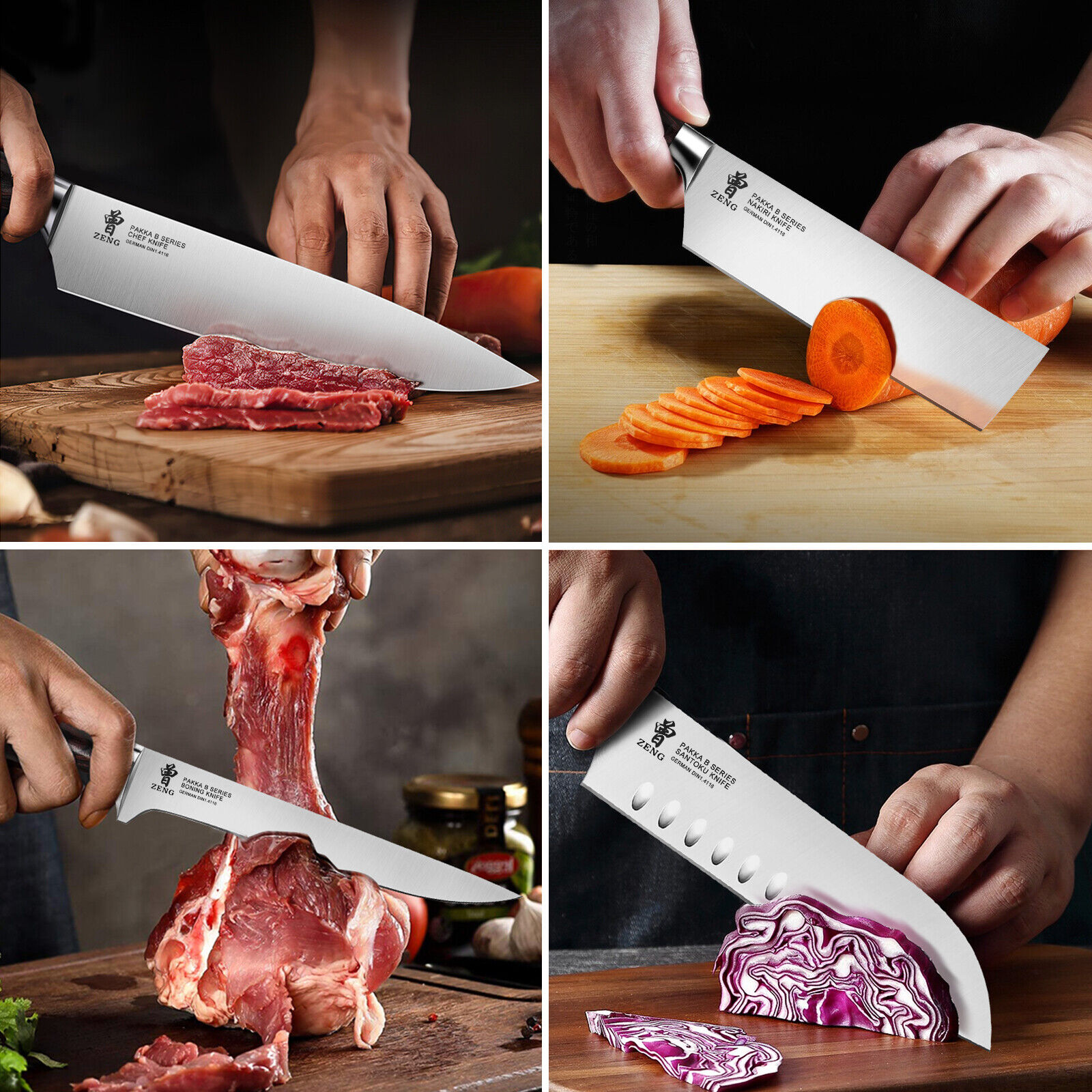 Knife Set, 15-Piece Kitchen Knife Set with Block Wooden German Stainless Steel - Fresh Stock Dated February 2026