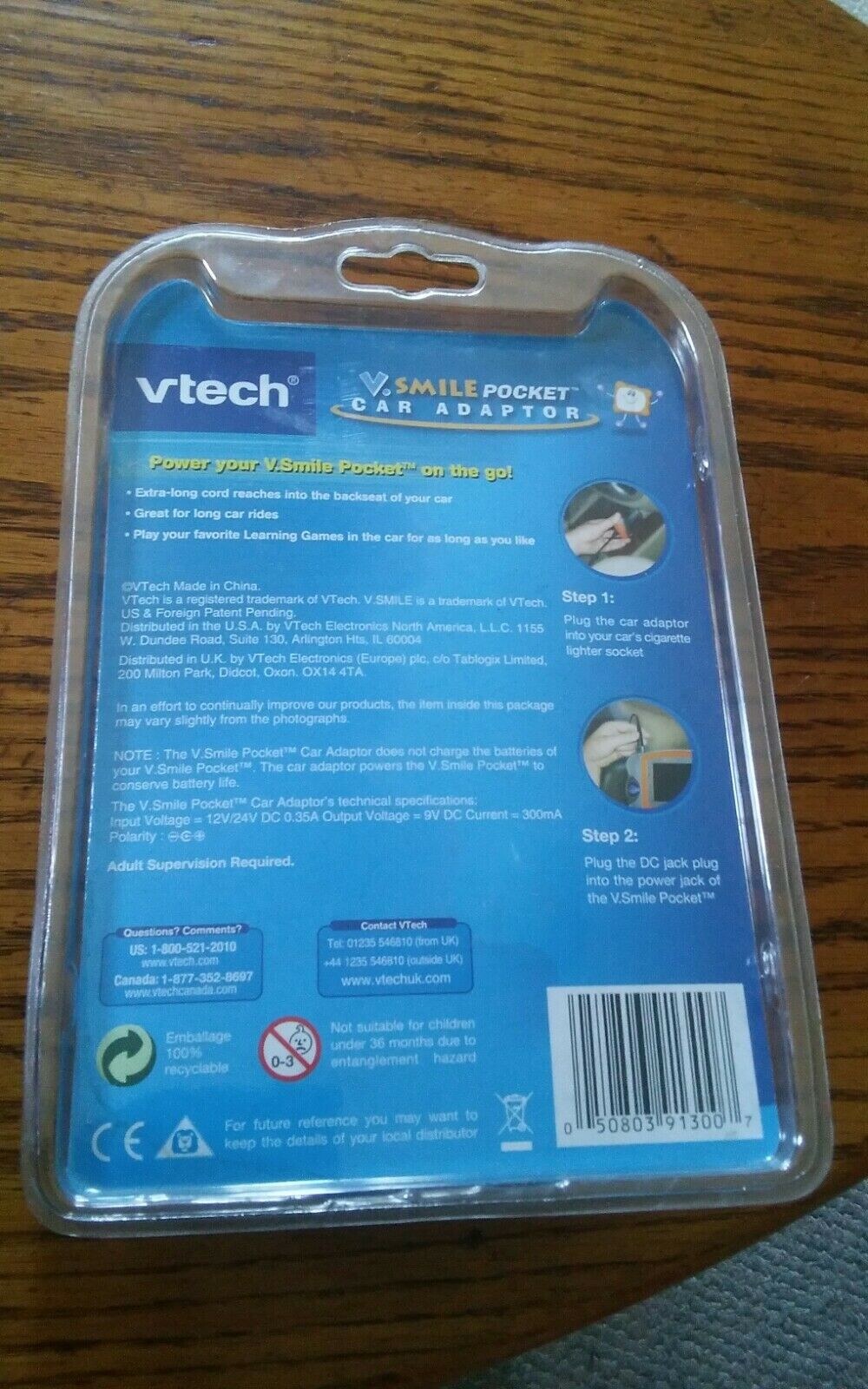 VTech V Smile Pocket Car Adaptor -6ft Cord -Power on the Go - Fresh Stock Dated February 2026