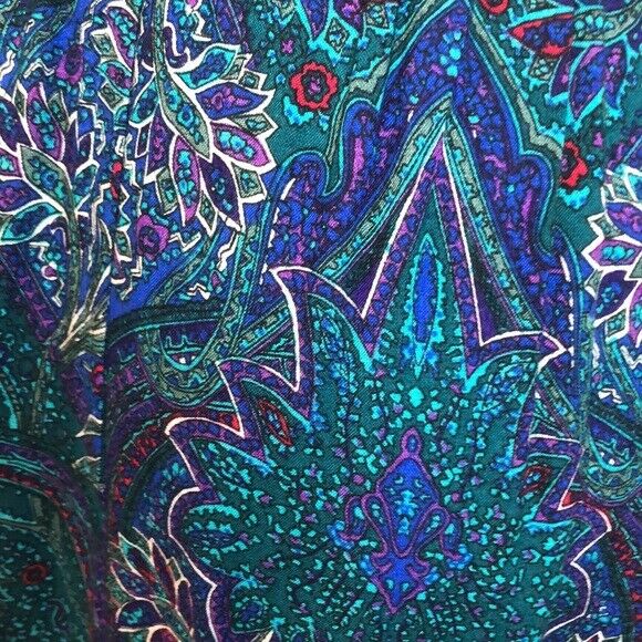 Vintage 80s 90s Blue Teal Purple Paisley Pleated Skirt Sz 6 Six - Fresh Stock Dated February 2026