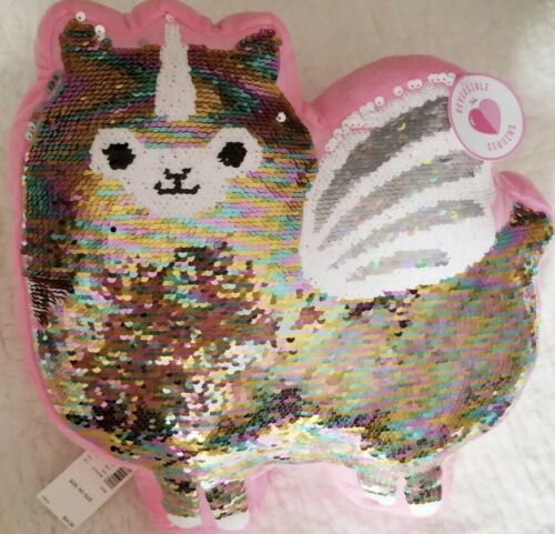 Justice LLAMACORN Flip Sequins PLUSH THROW Pillow Girl’s Gift New With Tags - Fresh Stock Dated December 2025