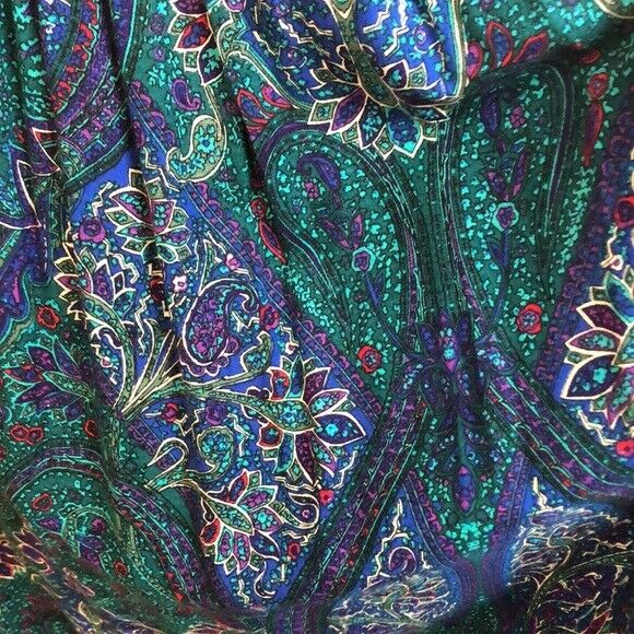 Vintage 80s 90s Blue Teal Purple Paisley Pleated Skirt Sz 6 Six - Fresh Stock Dated February 2026