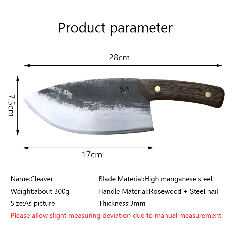 Heavy Duty Handmade Forged High Manganese Steel Kitchen Chef Bone Cleaver Knife - Fresh Stock Dated December 2025