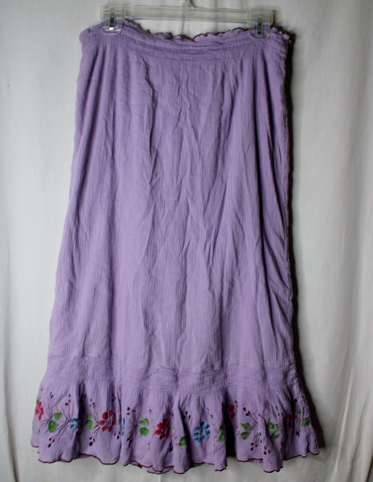Vtg Blue Sky Medium 100% Cotton Skirt Lilac Purple Lined Long Ruffled Festival - Fresh Stock Dated March 2026