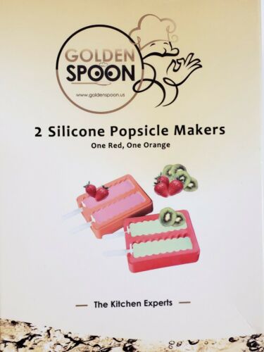 Golden Spoon Silicone Popsicle Makers W/ Reusable Sticks 2pk Makes 4 Popsicles - Fresh Stock Dated December 2025