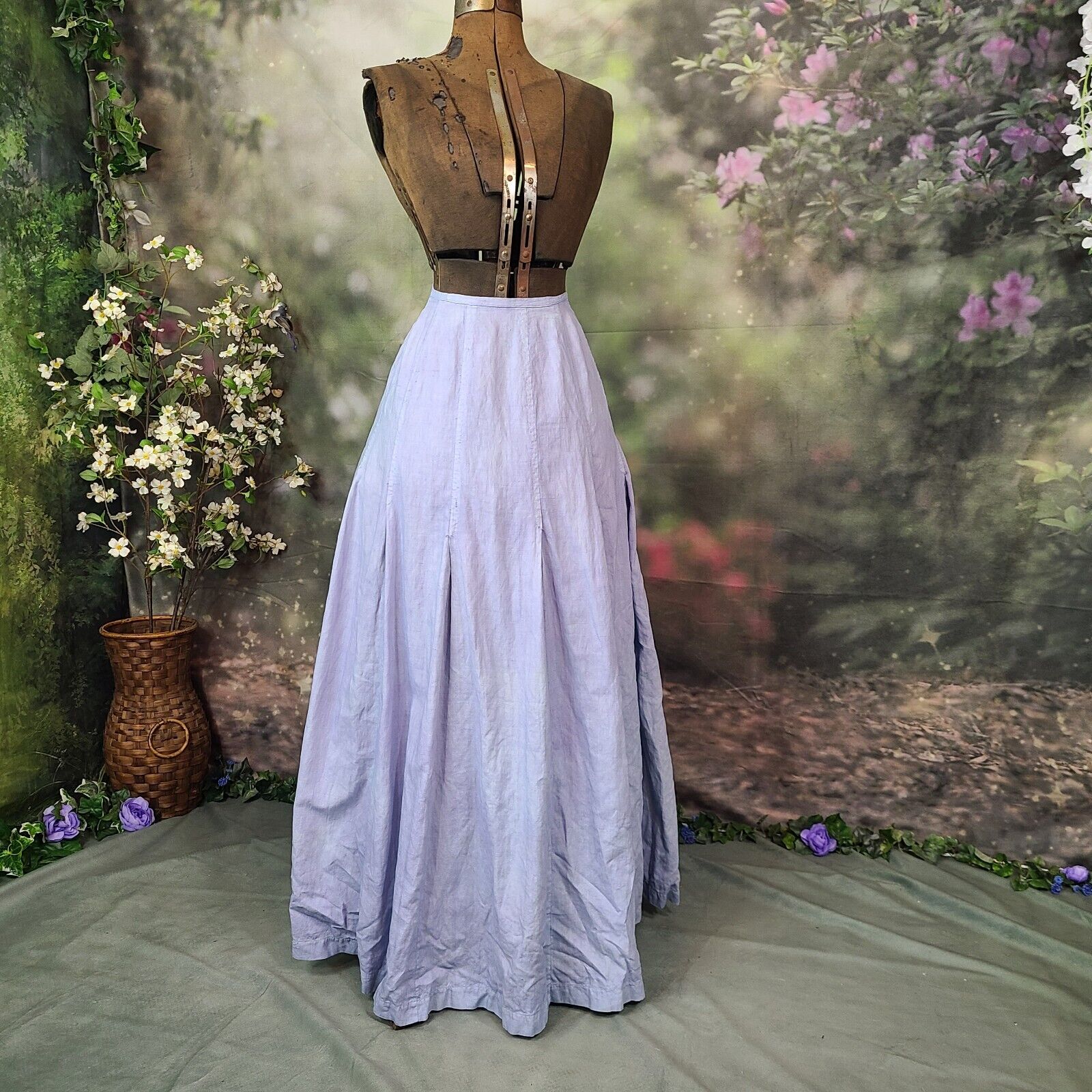 Antique Edwardian Victorian 1910s Blue Farmhouse Skirt Indigo Petticoat Maxi - Fresh Stock Dated March 2026