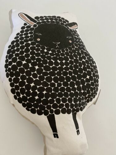 Land Of Nod Bedding Black Lamb Pillow Adorable 10x15” White & Black Beige - Fresh Stock Dated December 2025