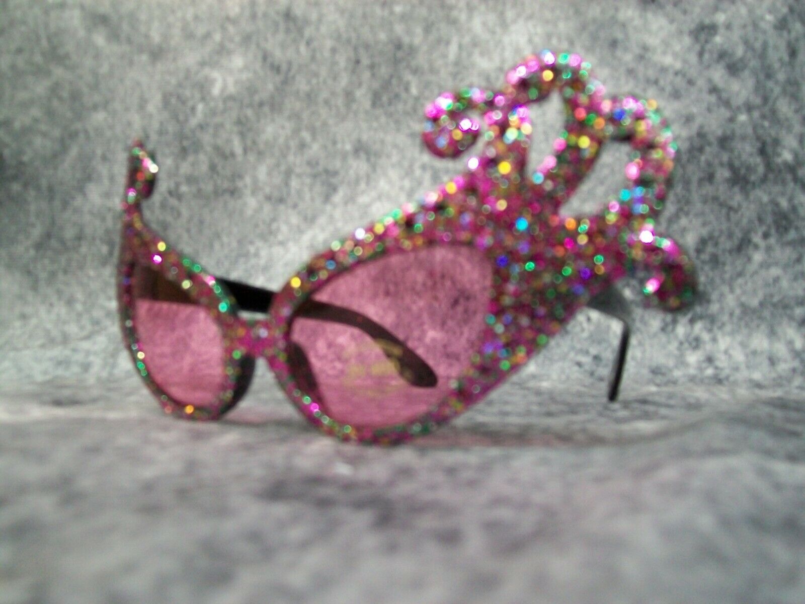 Purple Green Glitter Dame Costume Glasses Retro Cat Eye Edna Face Furniture 60's - Fresh Stock Dated December 2025