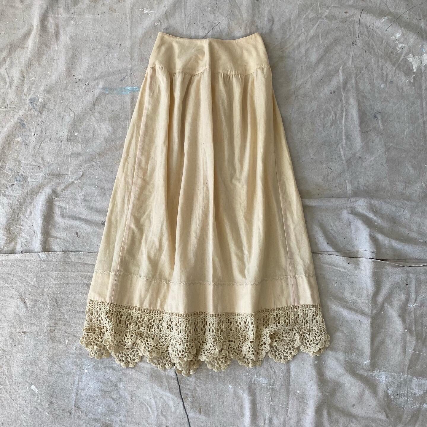 Antique Handmade Homespun Petticoat/Skirt with Crochet Trim Folk - Fresh Stock Dated March 2026